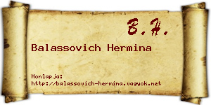 Balassovich Hermina névjegykártya